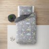 Glow in the dark Dinosaurs Teddy dekbedovertrek Grijs 140 x 220  | Sleeptime